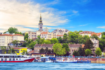 Исторический центр Белграда на берегу реки Сава
