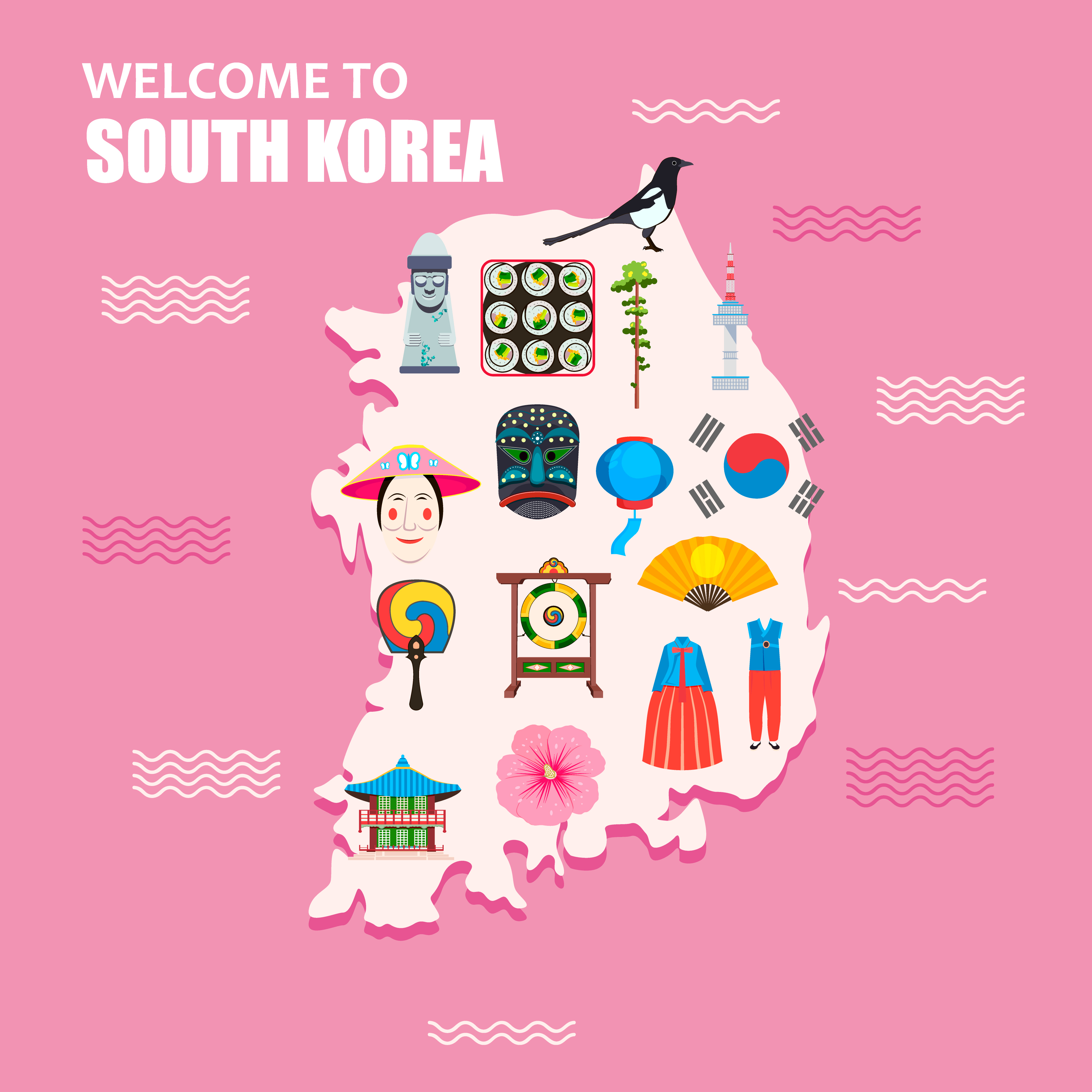 Иллюстрированная карта Южной Кореи