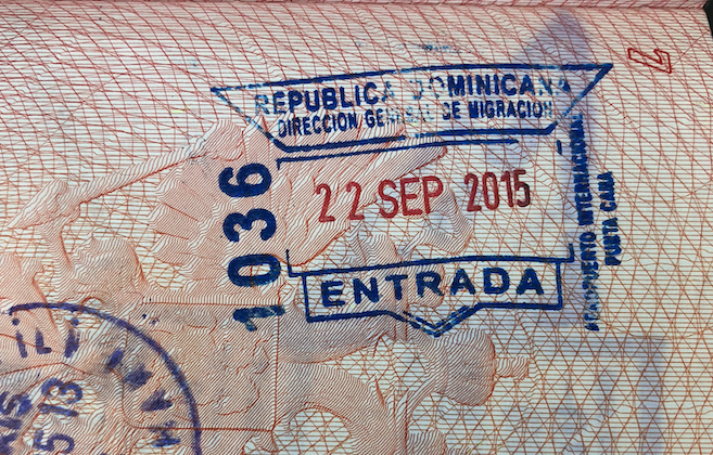 Штамп о прибытии в Доминикану